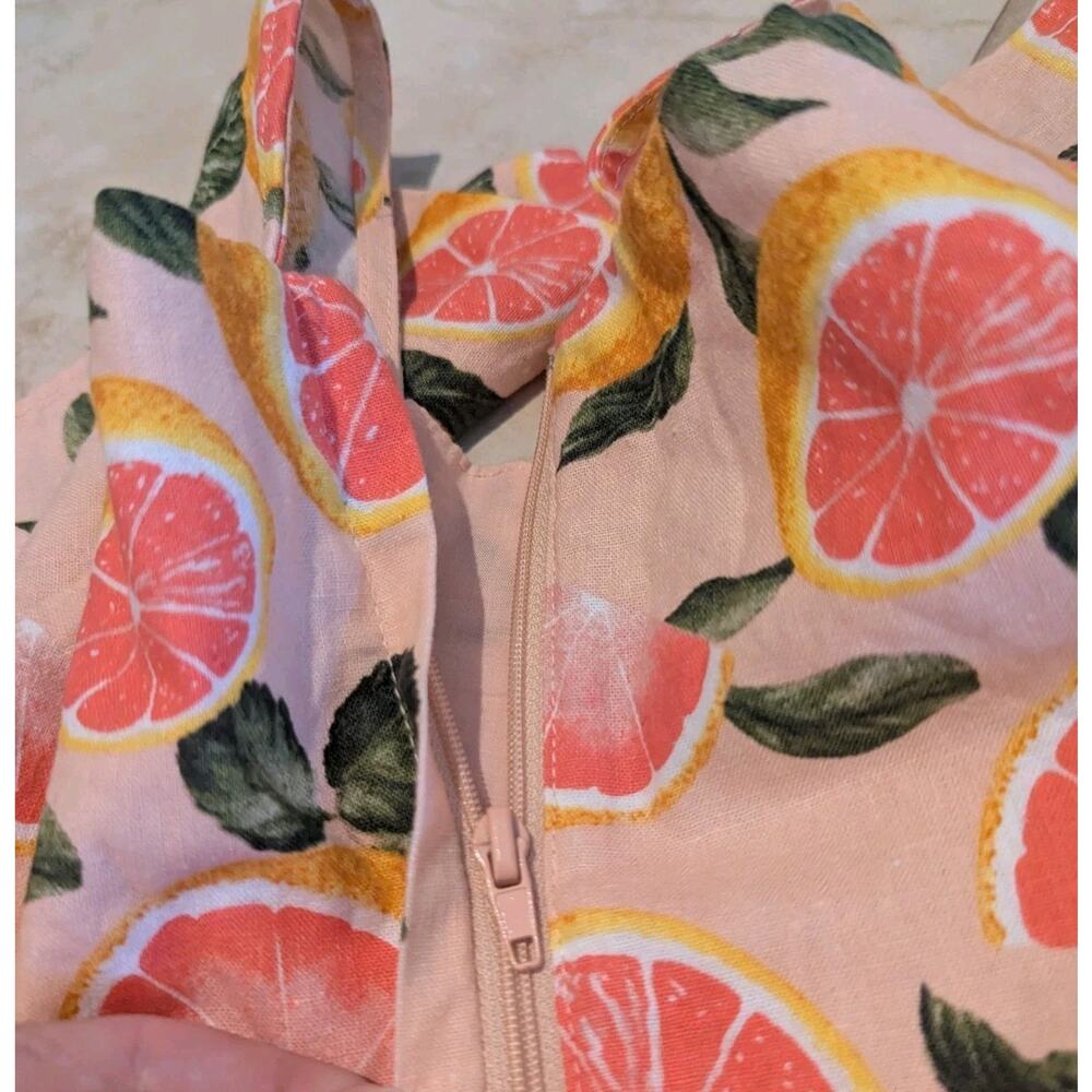 GB Girls Dress Short Sleeve Grapefruit Orange Citrus Print Square Neck Size 12 - Picture 4 of 7